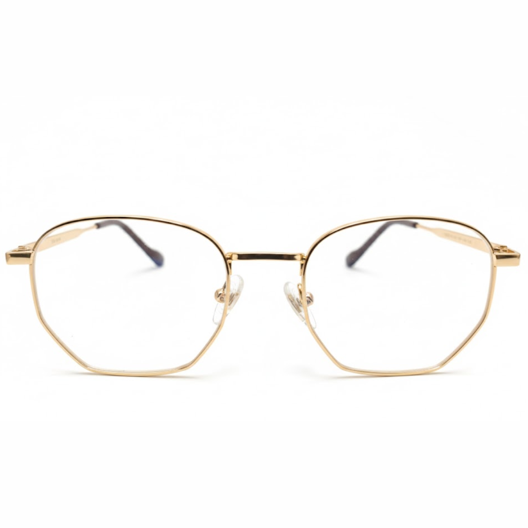 Golden Geometric prescription eyeglasses Frame for Unisex E05-0014-3
