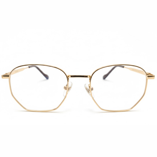 Golden Geometric prescription eyeglasses Frame for Unisex E05-0014-3