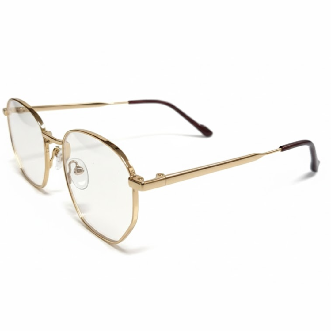 Golden Geometric prescription eyeglasses Frame for Unisex E05-0014-3