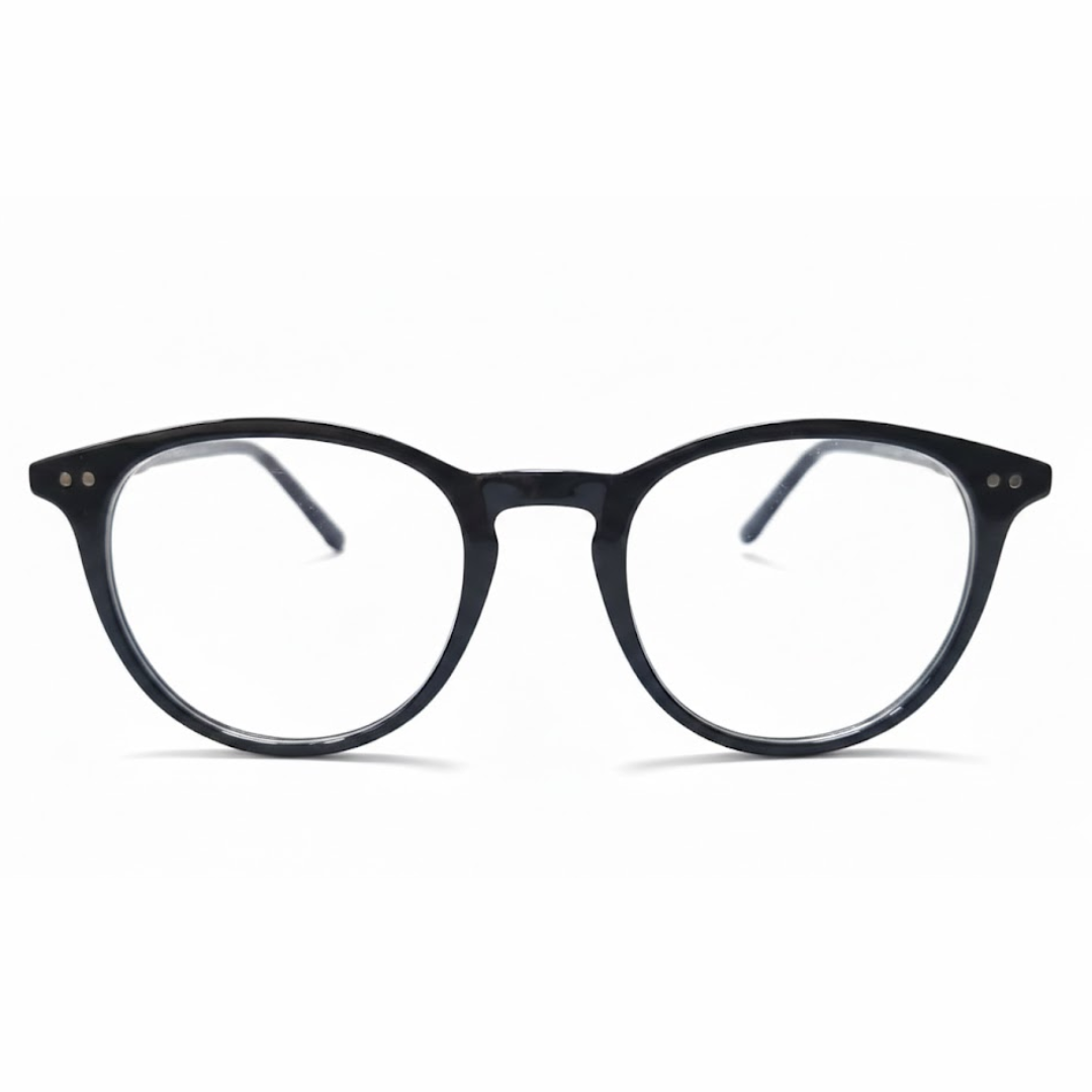Shiny Black Round Small BlueBlock Screen Glasses for Unisex E05-0032-3