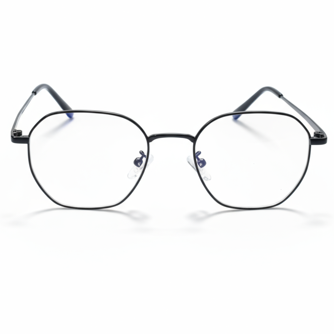Black Geometric BlueBlock Screen Glasses for Unisex E05-0007-1