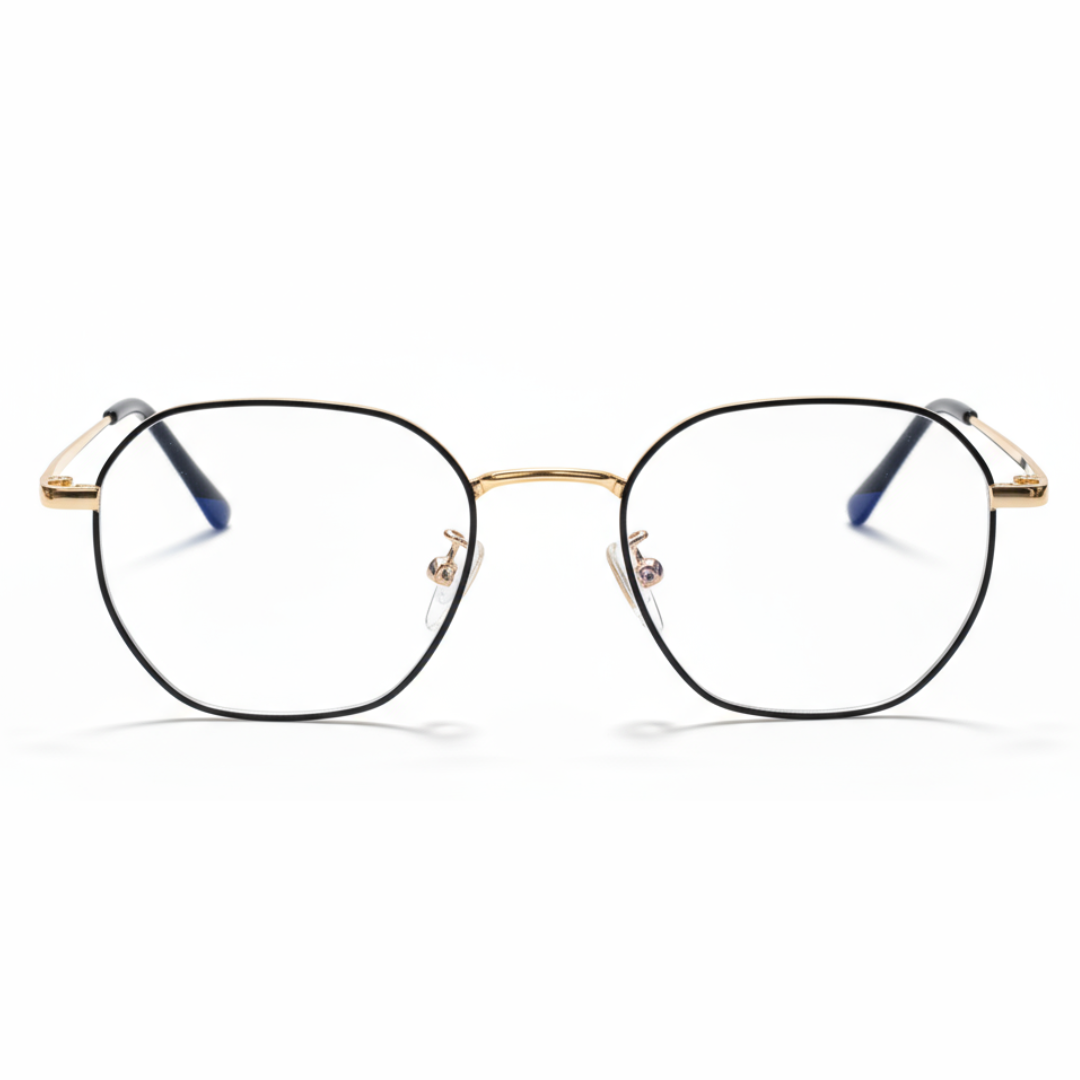 Black Golden Geometric BlueBlock Screen Glasses for Unisex E05-0007-7