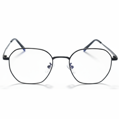 Black Silver Geometric BlueBlock Screen Glasses for Unisex E05-0007-6