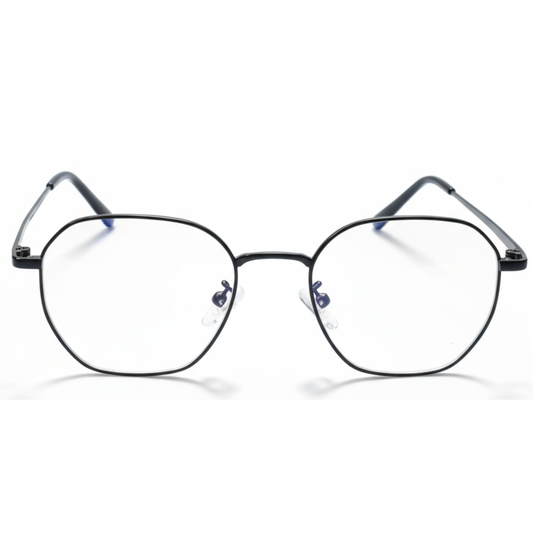 Black Silver Geometric BlueBlock Screen Glasses for Unisex E05-0007-6