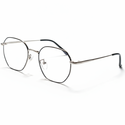 Black Silver Geometric BlueBlock Screen Glasses for Unisex E05-0007-6