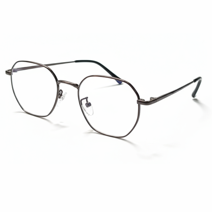 Dark Silver Geometric BlueBlock Screen Glasses for Unisex E05-0007-2