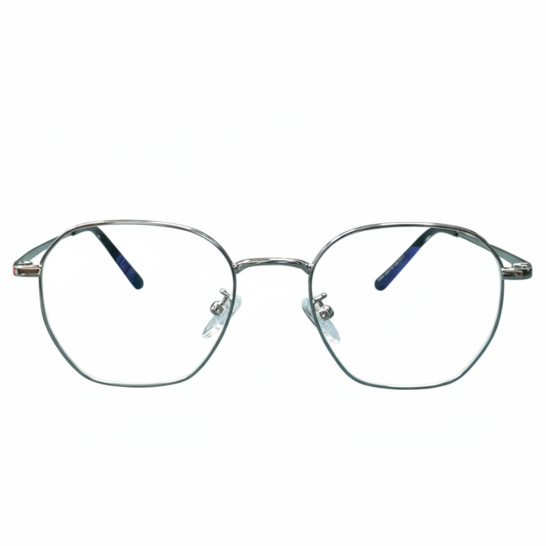 Silver Geometric BlueBlock Screen Glasses for Unisex E05-0007-3