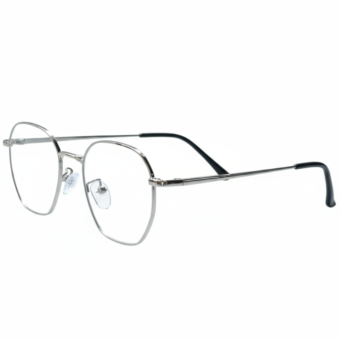 Silver Geometric BlueBlock Screen Glasses for Unisex E05-0007-3