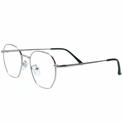 Silver Geometric BlueBlock Screen Glasses for Unisex E05-0007-3