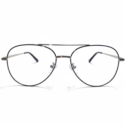 Black Silver Aviator BlueBlock Screen Glasses for Unisex E05-0008-6