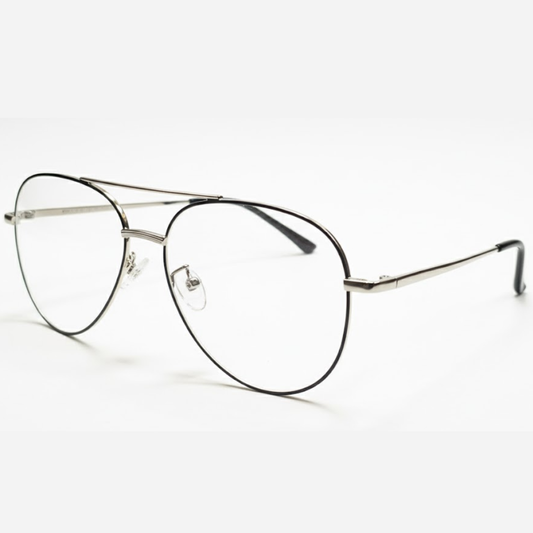 Black Silver Aviator BlueBlock Screen Glasses for Unisex E05-0008-6