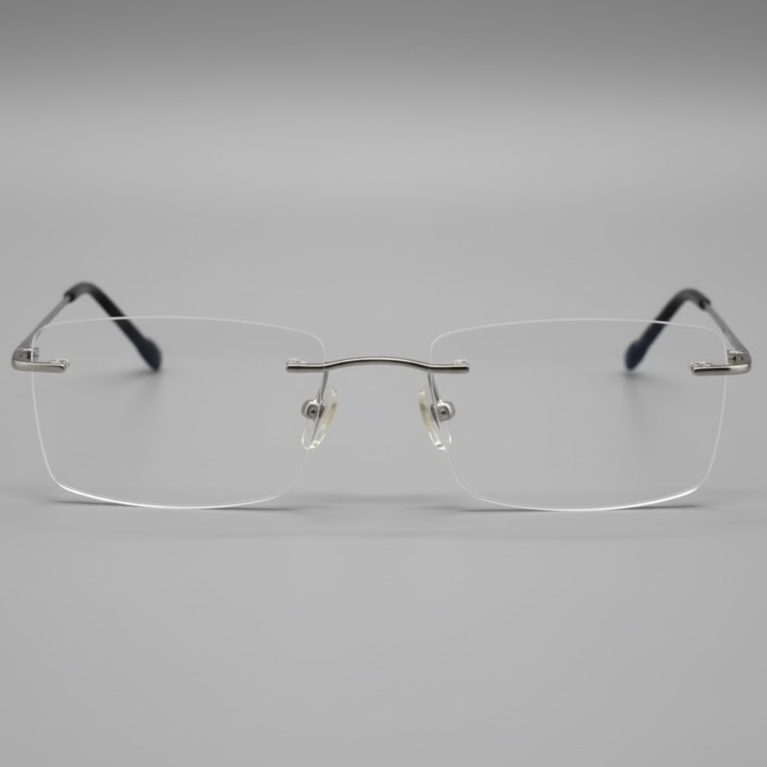Silver Rimless Rectangle BlueBlock Screen Glasses for Unisex E05-0003-2