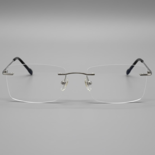 Silver Rimless Rectangle Frame for Unisex E05-0003-2