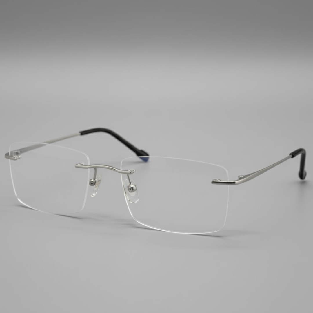 Silver Rimless Rectangle BlueBlock Screen Glasses for Unisex E05-0003-2