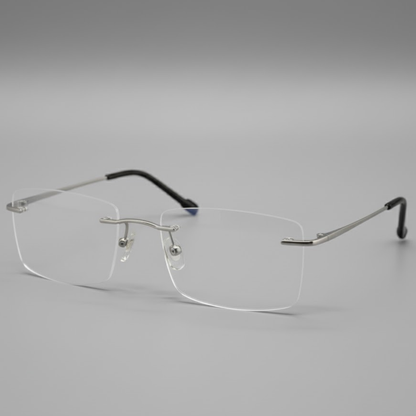Silver Rimless Rectangle BlueBlock Screen Glasses for Unisex E05-0003-2