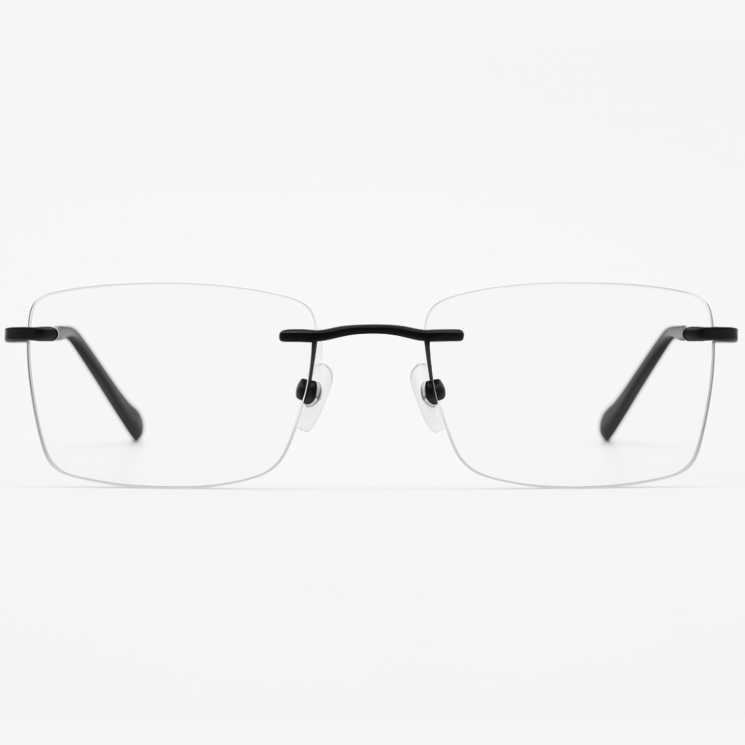 Black Rimless Rectangle BlueBlock Screen Glasses for Unisex E05-0003-3