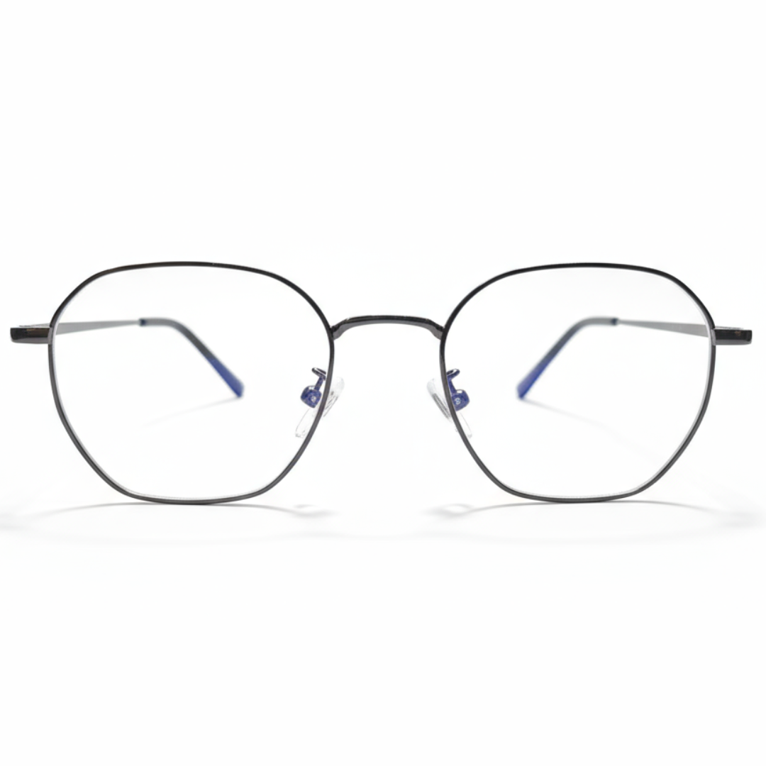 Dark Silver Geometric BlueBlock Screen Glasses for Unisex E05-0007-2