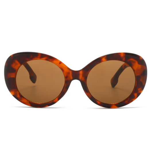 Eyedigo- Light leopard Oversized round sunglasses - E09-0026 3-side