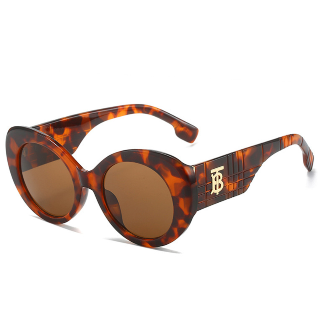 Eyedigo- Light leopard Oversized round stylish Power Sunglasses  - E09-0026 3-side