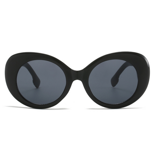 Eyedigo- Smoke Grey x Black Oversized round sunglasses - E09-0026 1-front