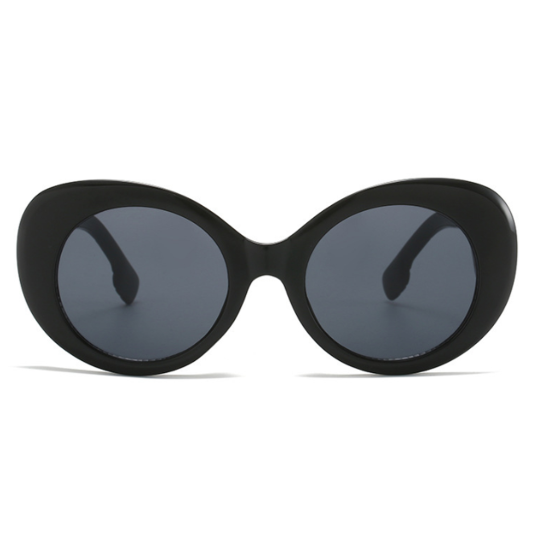 Eyedigo- Smoke Grey x Black Oversized round sunglasses - E09-0026 1-front