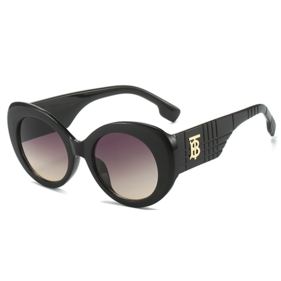 Eyedigo-Smoke Grey x Black Oversized round  stylish Power Sunglasses  - E09-0026 2-side