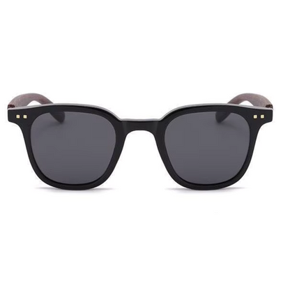 EyedigoBlack X Black Front with brown wooden looksWayfarer sunglasses- E09-0035 1