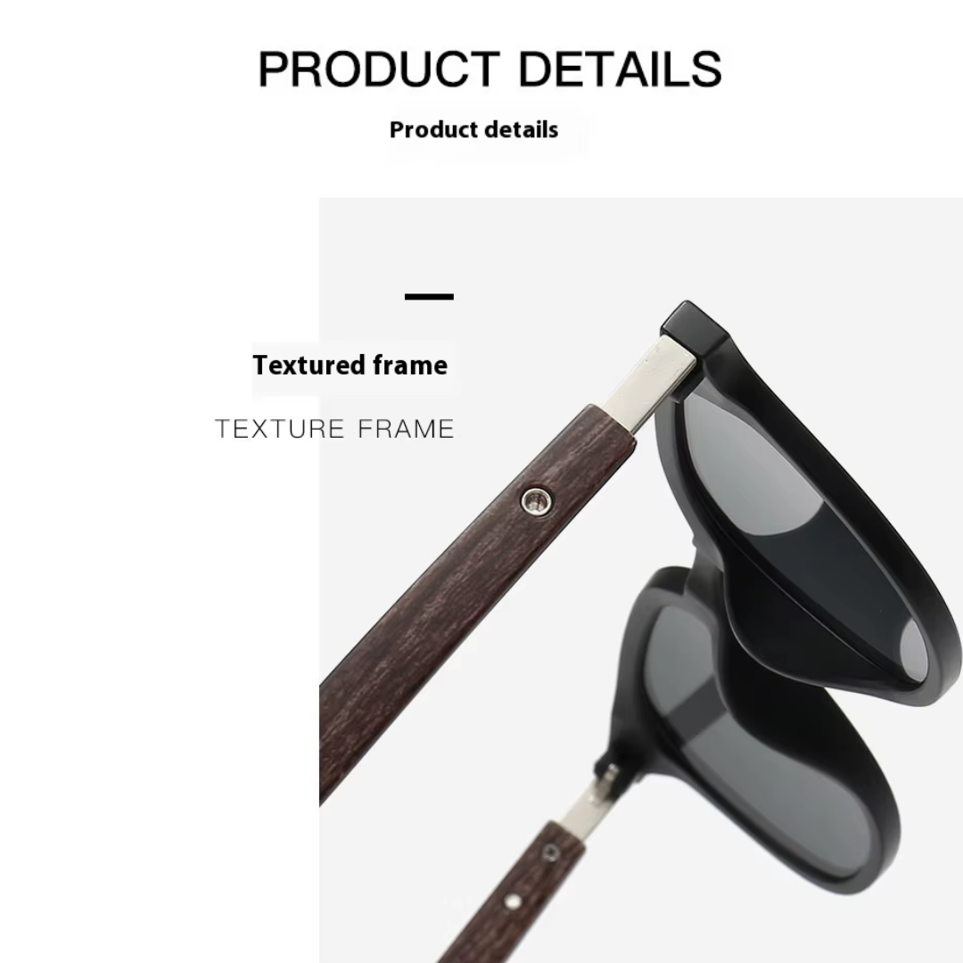 EyedigoBlack X Black Front with brown wooden looksWayfarer stylish goggles- E09-0035 1