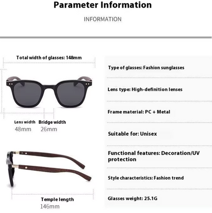 EyedigoBlack X Black Front with brown wooden looksWayfarer stylish sunglasses- E09-0035 2-silver