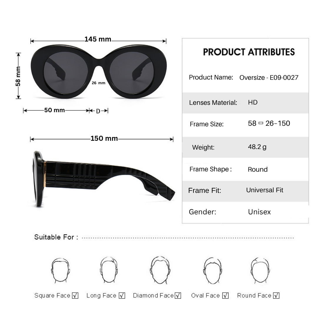 EyedigoGreen X WhiteOversized round sunglasses-Oversize - E09-0028 4-front
