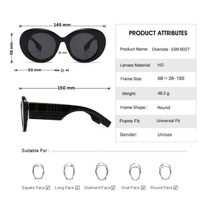 EyedigoGreen X WhiteOversized round sunglasses-Oversize - E09-0028 4-front