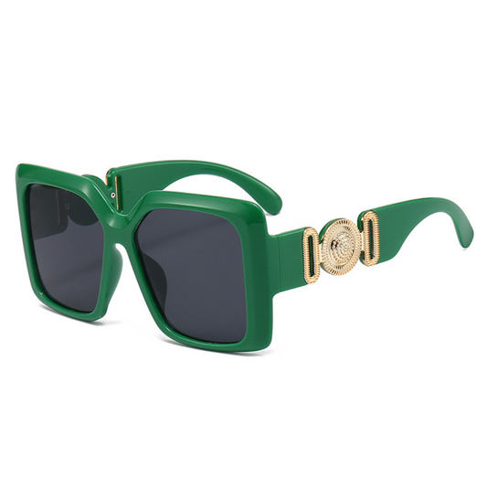Eyedigo Black X GreenOversized square sunglasses-Oversize - E09-0031 11-side