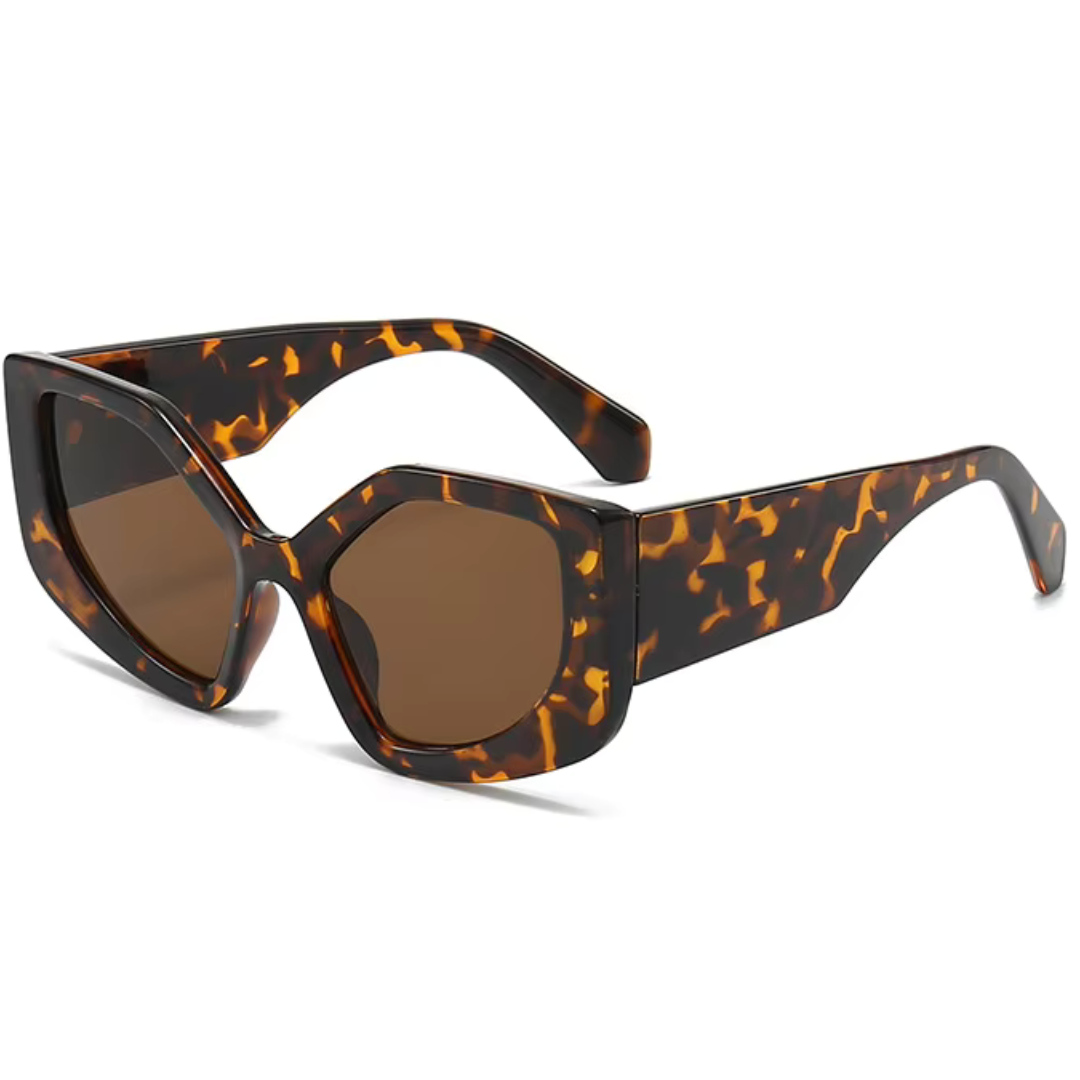 EyedigoBrown X HawksbillLeopardOversized geometric sunglasses-Oversize- E09-0034 5-side