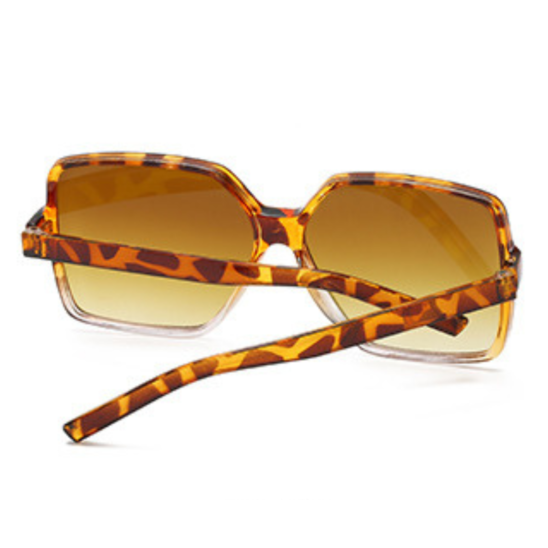 EyedigoGradient Brown X LeopardElegant Oversized Square sunglasses - E09-0038 4-side