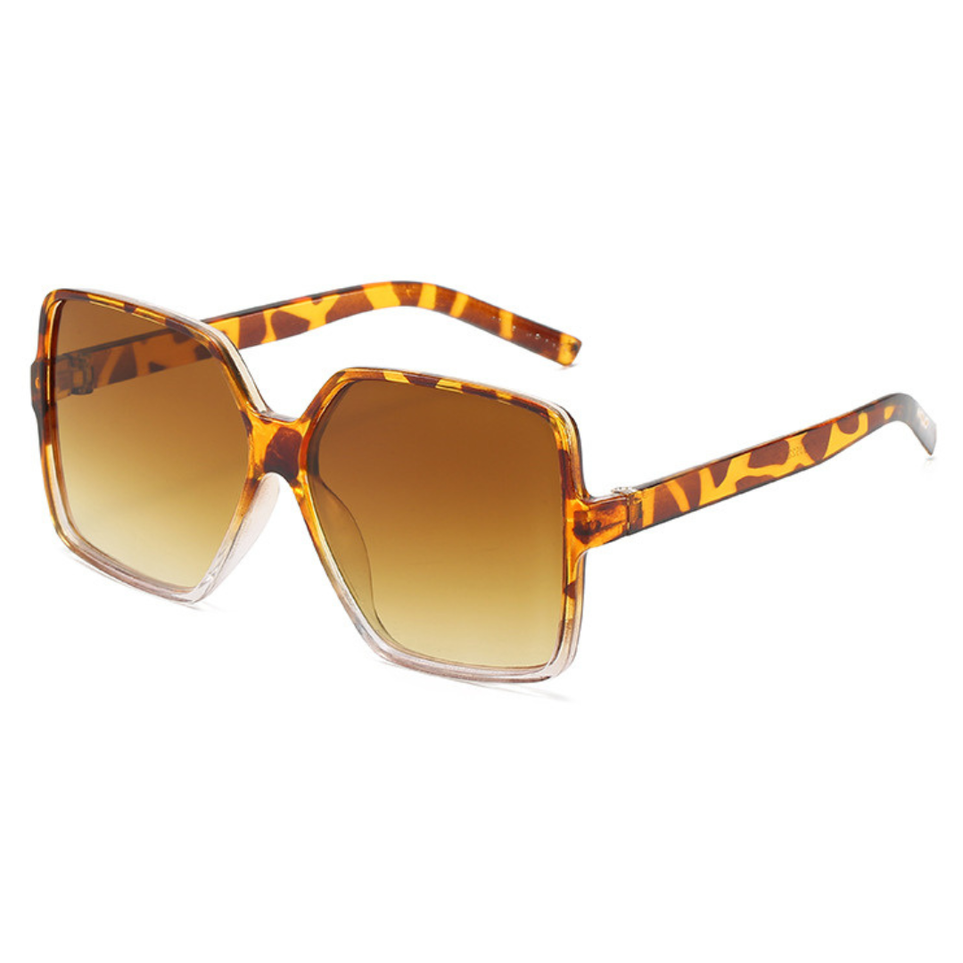 EyedigoGradient Brown X LeopardElegant Oversized Square sunglasses - E09-0038 4-side