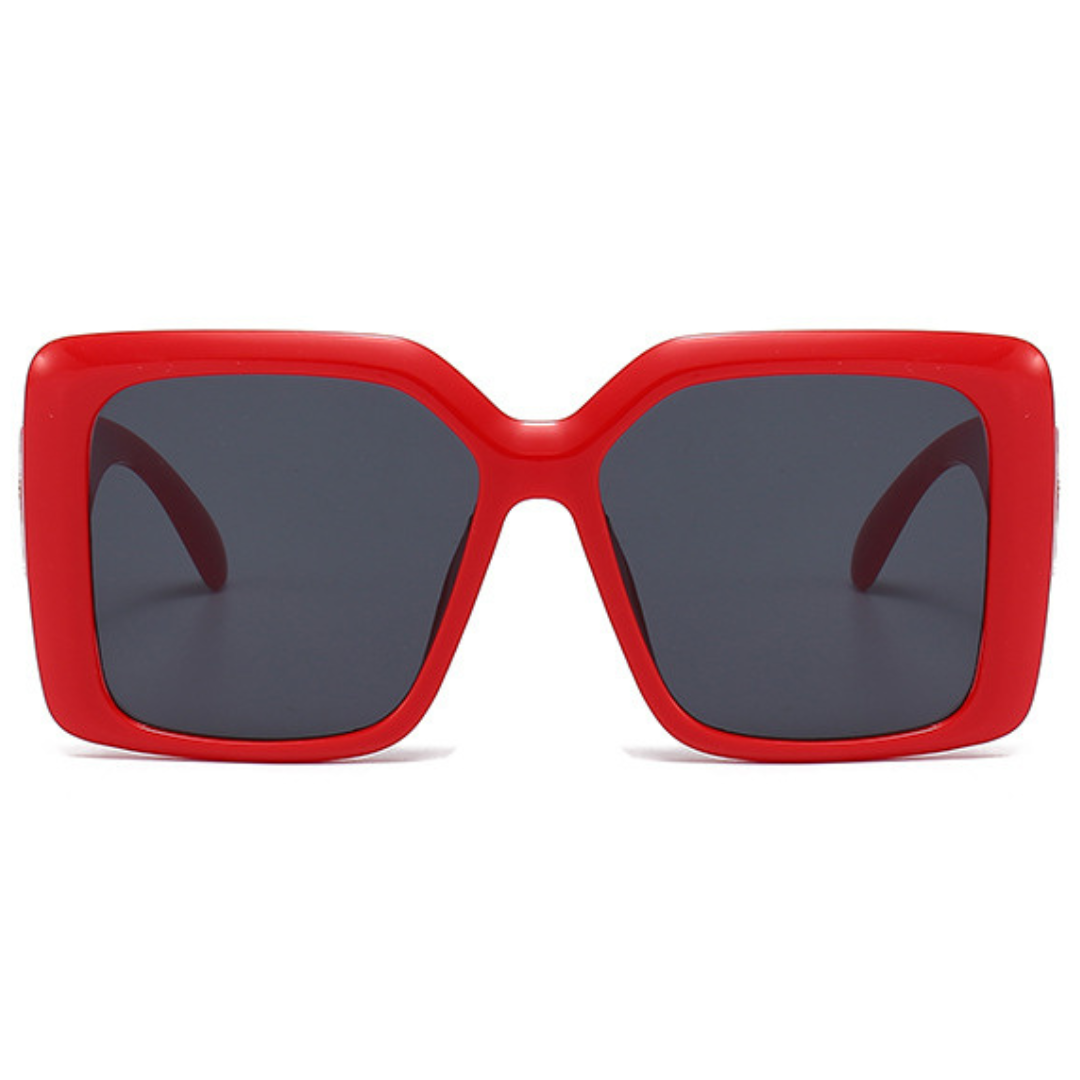 Eyedigo Gradient Grey X RedOversized square sunglasses-Oversize - E09-0031 5-side