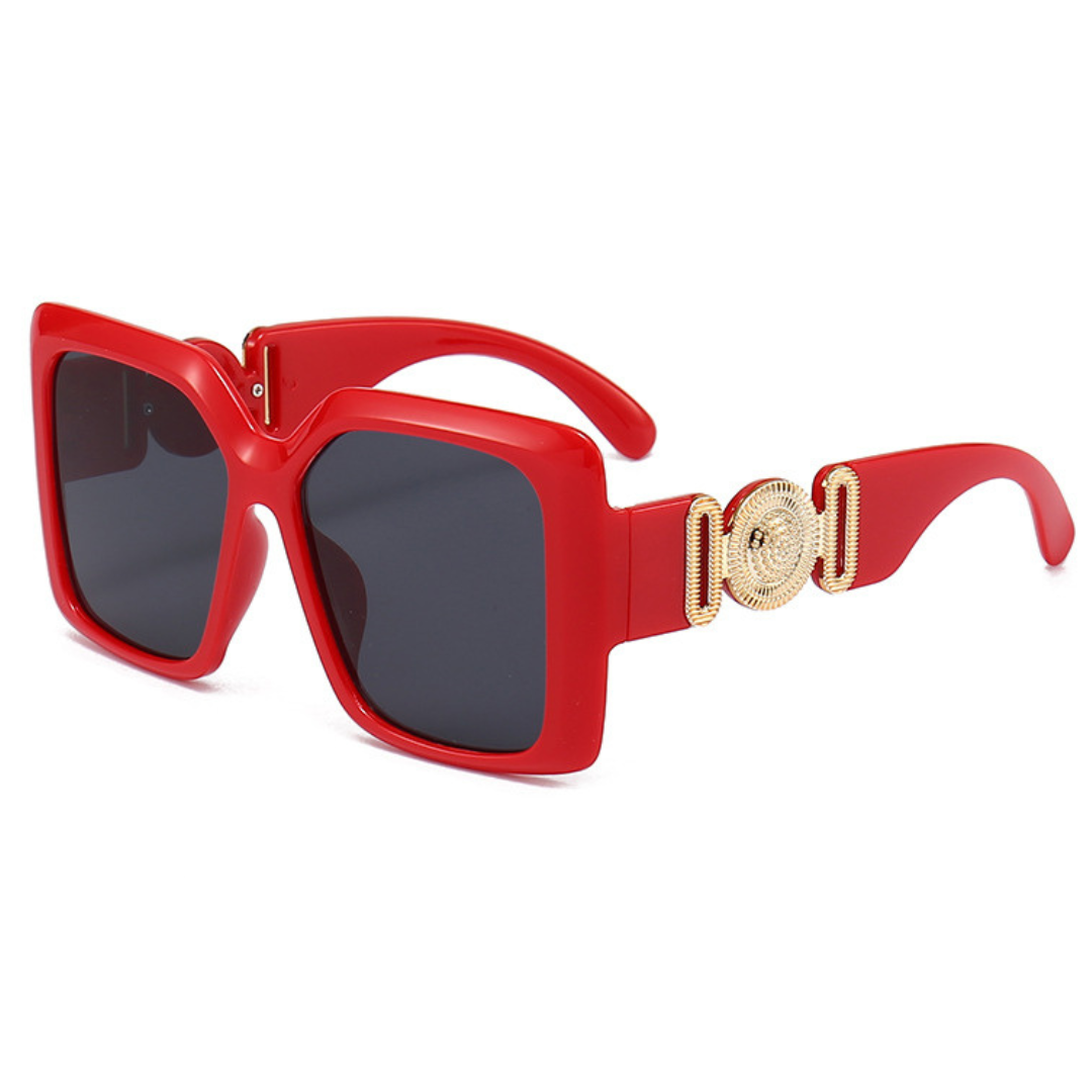 Eyedigo Gradient Grey X RedOversized square Power Sunglasses -Oversize - E09-0031 5-side