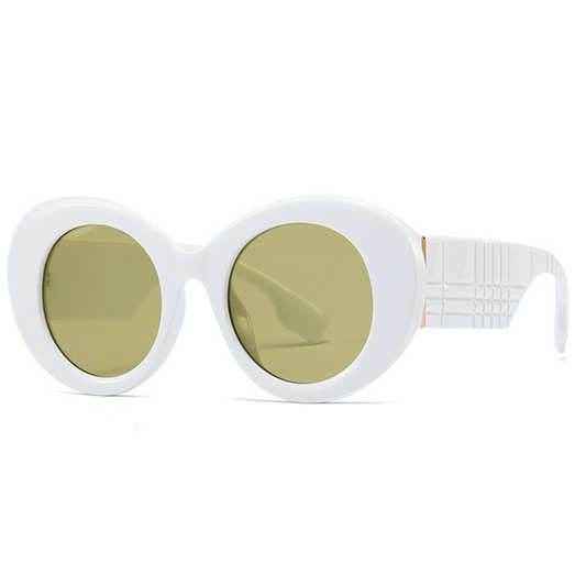 EyedigoGreen X WhiteOversized round sunglasses-Oversize - E09-0028 4-side