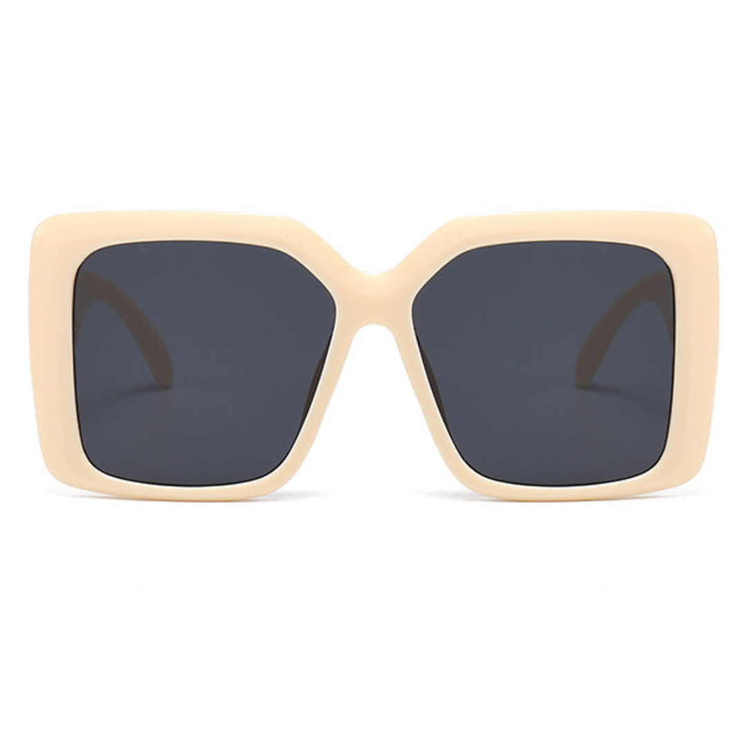 Eyedigo Grey X BeigeOversized square sunglasses-Oversize - E09-0031 8-side