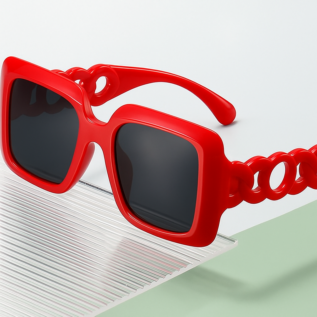 EyedigoGrey X RedOversized square sunglasses-Oversize - E09-0029 2-side