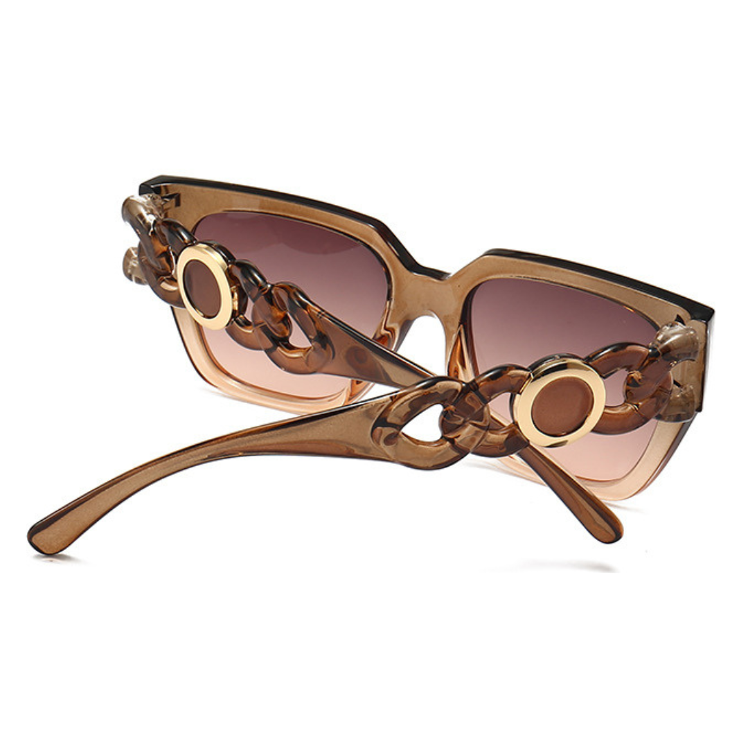 EyedigoLight Brown X Light BrownOversized square sunglasses-Oversize - E09-0027 3-front