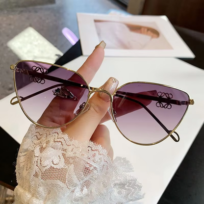 EyedigoLight Purple X Metal GoldenElegant Cat-Eye sunglasses - E09-0040 3-side