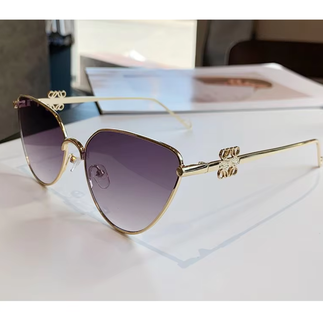 EyedigoLight Purple X Metal GoldenElegant Cat-Eye sunglasses - E09-0040 3-side