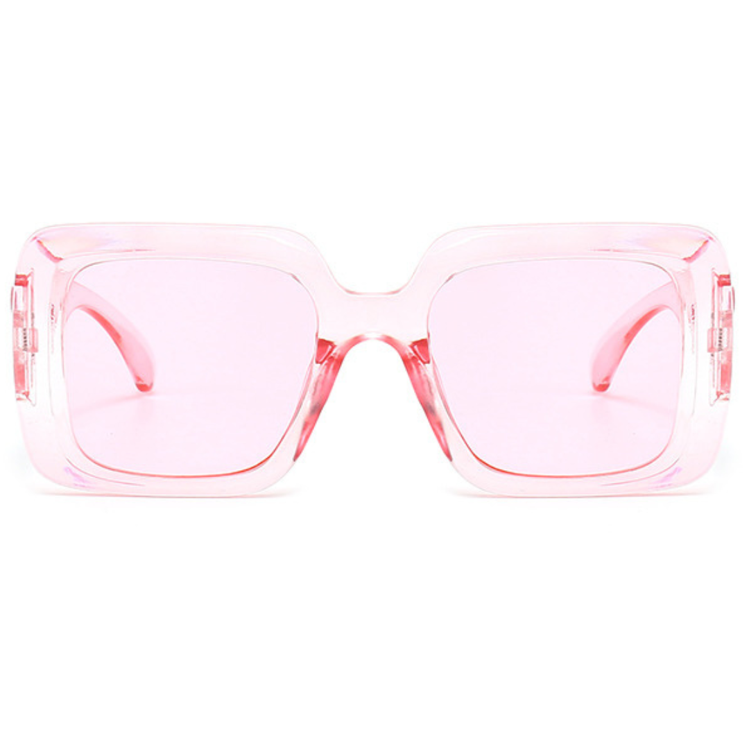 Eyedigo Pink X Transparent PinkOversized square Power Sunglasses -Oversize - E09-0029 7-front