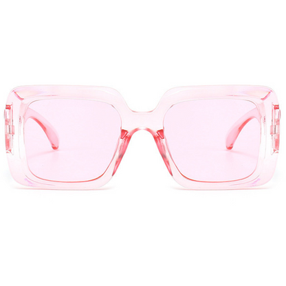 Eyedigo Pink X Transparent PinkOversized square Power Sunglasses -Oversize - E09-0029 7-front
