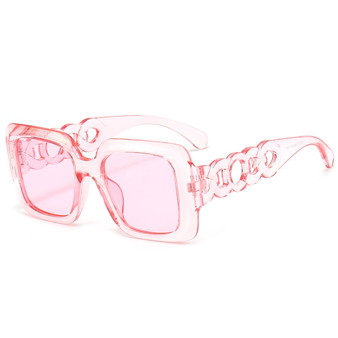 Eyedigo Pink X Transparent PinkOversized square sunglasses-Oversize - E09-0029 7-front