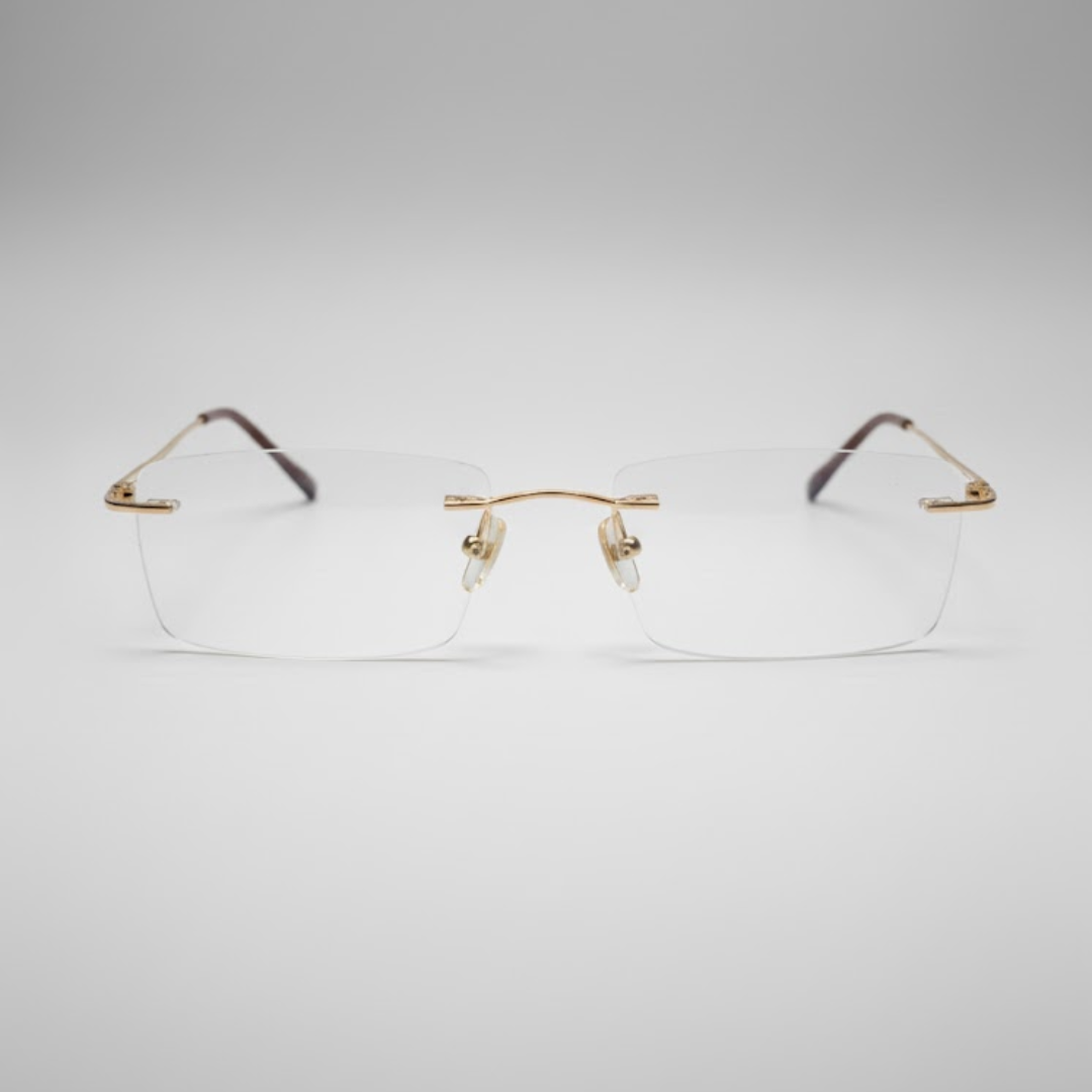 Golden Rimless Rectangle BlueBlock Screen Glasses for Unisex E05-0003-1