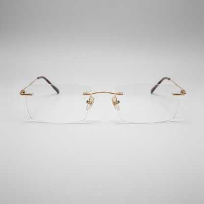 Golden Rimless Rectangle BlueBlock Screen Glasses for Unisex E05-0003-1