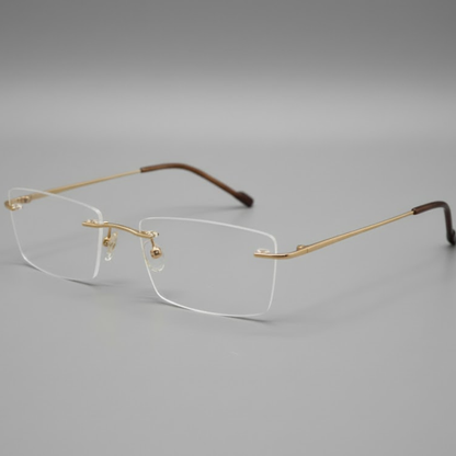 Golden Rimless Rectangle BlueBlock Screen Glasses for Unisex E05-0003-1