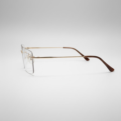 Golden Rimless Rectangle BlueBlock Screen Glasses for Unisex E05-0003-1
